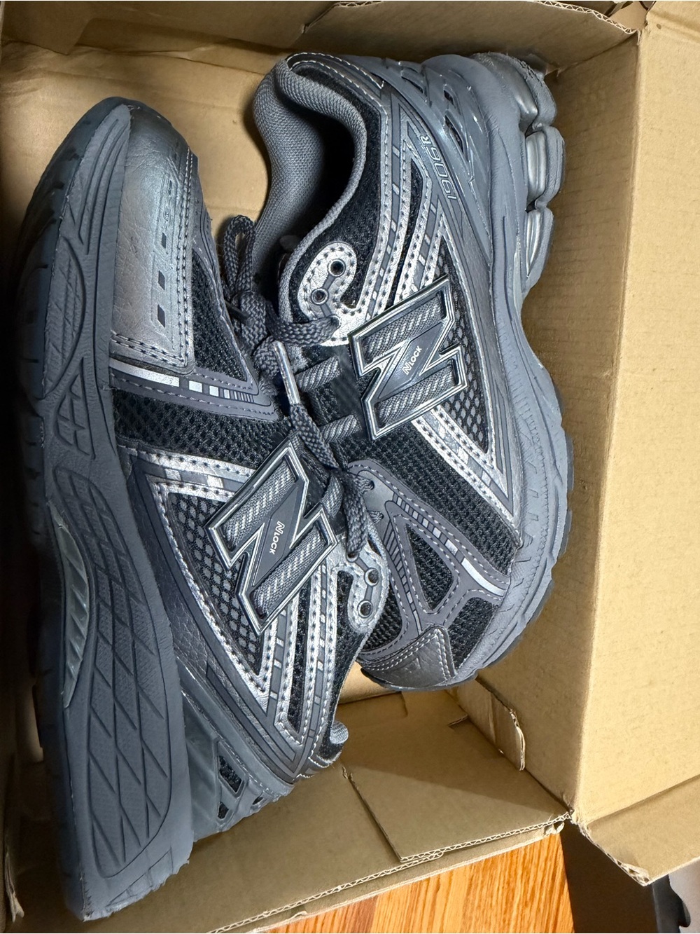 New Balance kids Charcoal and Black Athletic Running Shoes
